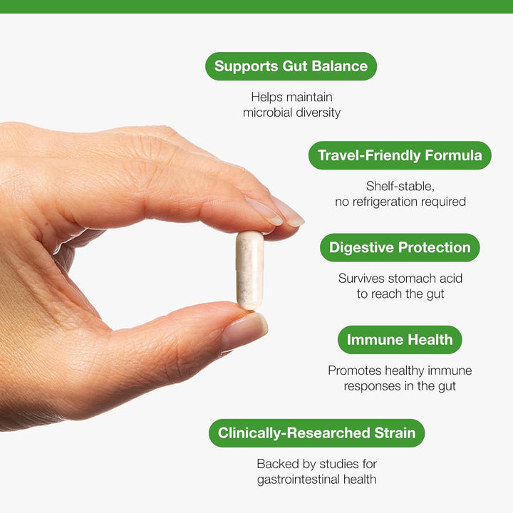 Saccharomyces Boulardii 3 Billion - Travel Gut Support Supplement - No Refrigeration Required - 90 Capsules