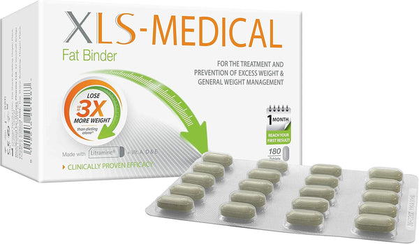 Xls-Medical Fat Binder 180 Tablets - Reduce Calorie Intake from Dietary Fats - up to 3X More Weight Loss - with Litramine as Active Ingredient - 30-Day Treatment