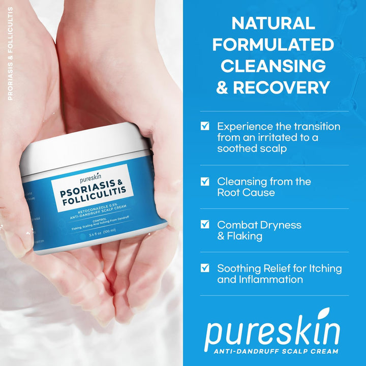 Psoriasis Scalp Treatment Cream - Extra Strength for Scalp Psoriasis Folliculitis - Controls Itching Flaking Stubborn Dandruff 3.4 Oz