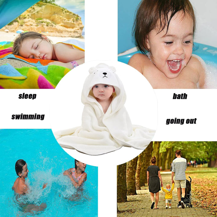 Hooded Baby Towel, Baby Bath Towels with Hood,Unique Animal Design Baby Towel with Hood Soft Absorbent Baby Bath Towels, for Newborn Baby Boy and Girl (White)