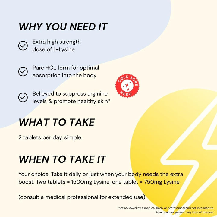 L-Lysine 1500Mg | High Potency Essential Amino Acid, Vegetable Tablets, 120Ct