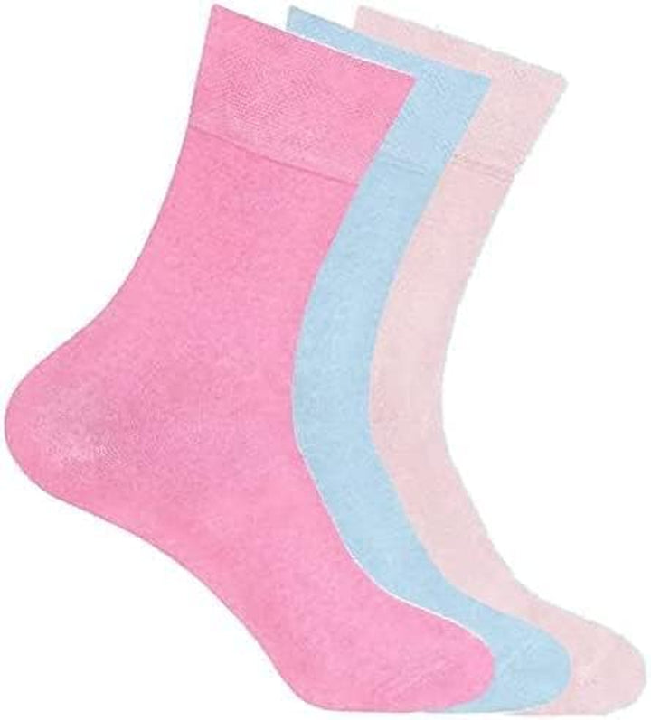 Diabetic Sock for Woman- Non Elastic Wide Honey Comb Top Soft Cuff Ankle Wide Grip Odema Friendly Non Binding Circulatory for Swollen Feet Legs Size 4-7