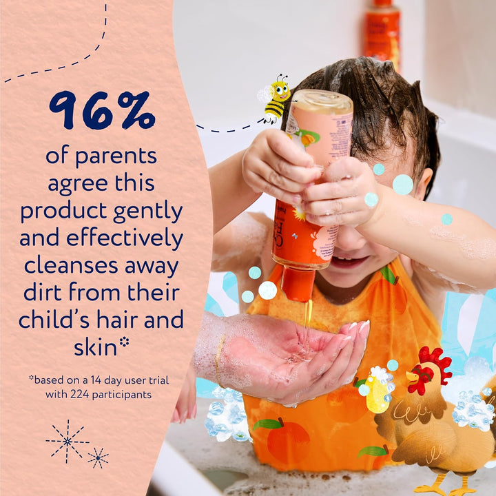 Kids Hair & Body Wash, Sweet Orange | Tear-Free, Gently Cleanses | Suitable for Dry, Sensitive Skin, 250Ml