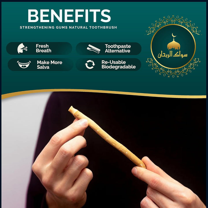 Miswak Wooden Tooth Brush - Original Siwak Arabian Traditional Toothbrush for Clean Healthy and White Teeth Cleaning Disinfecting Natural Toothbrush || Pack of 10…