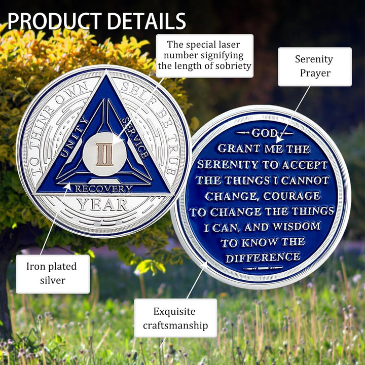 2 Year Sobriety Chip - Triplate AA Coin and Medallion Sobriety Coin Recovery Chips Sober Anniversary Token Sobriety Gifts Alcoholics Anonymous Recovery for Men Women