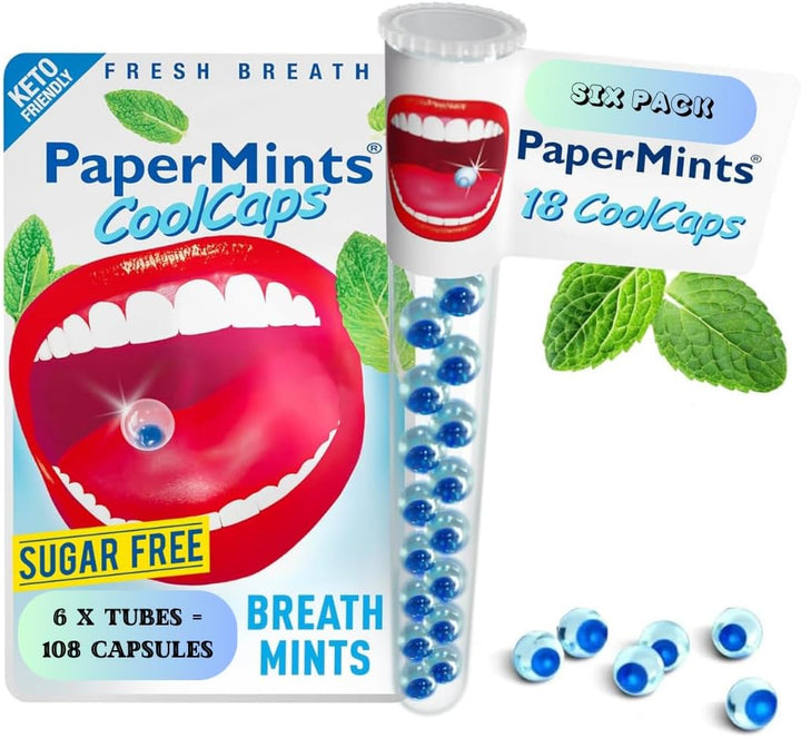 Goodbye Halitosis with Cool ® Capsules - Breath Freshener Capsules (6 Tubes of 18 Capsules)