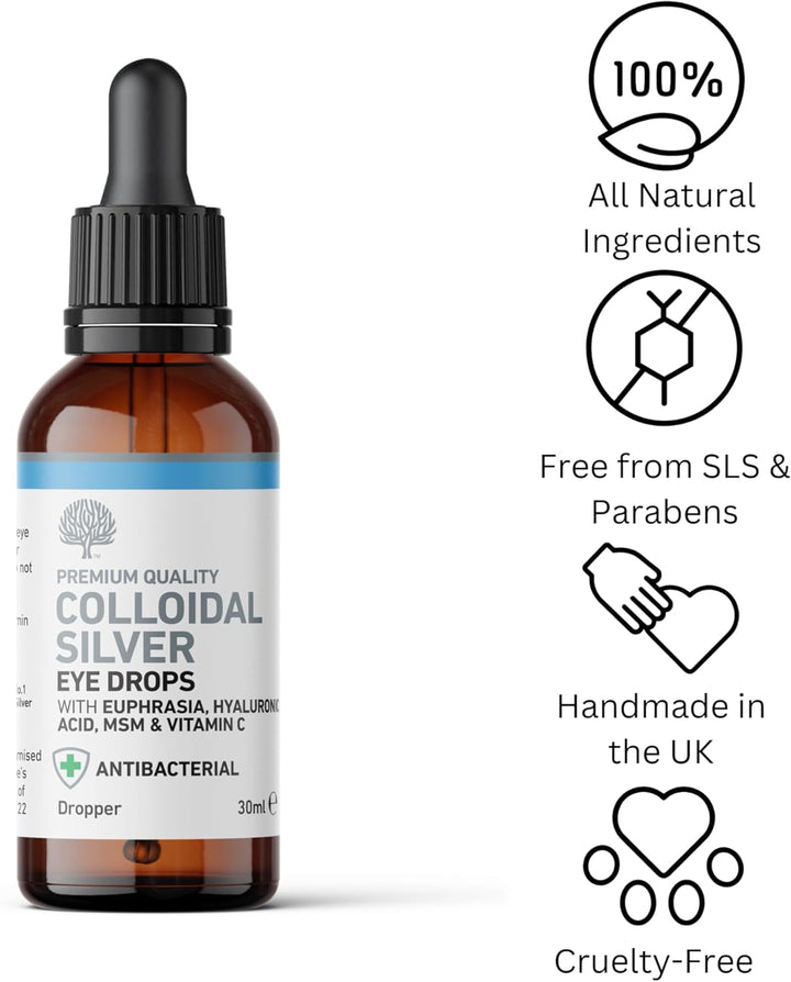 Colloidal Silver All Natural Eye Drops with Euphrasia & MSM 30Ml