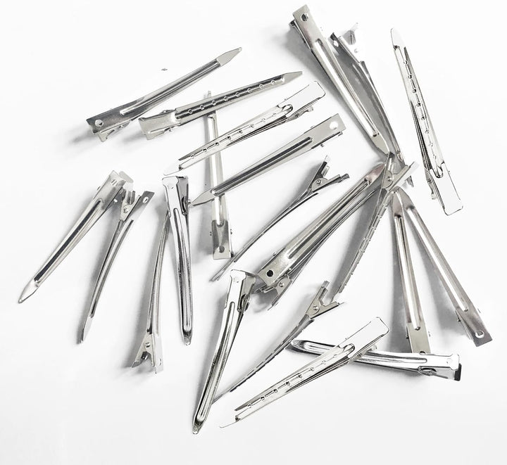 30 Pcs Duck Bill Clips, 9Cm Rustproof Metal Alligator Curl Clips with Holes for Hair Styling, Hair Coloring, Metal Duck Billed Hair Clips Silver for Styling Sectioning, Silver