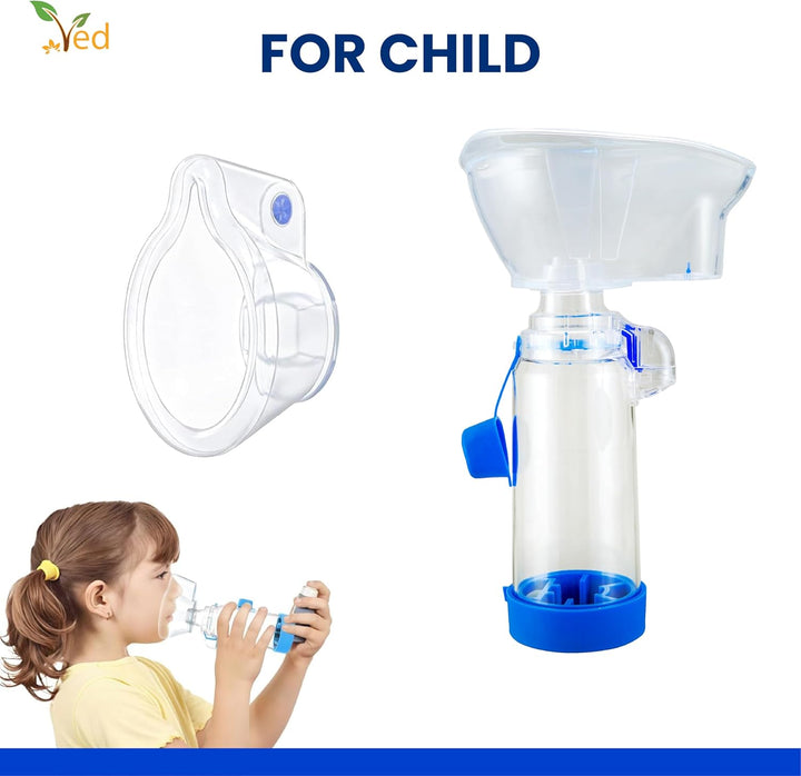 Inhaler Spacer Anti-Static Spacer Device, Inhaler Chamber, Use with Metered Dose Inhaler, BPA and Latex Free for Child.(Blue)
