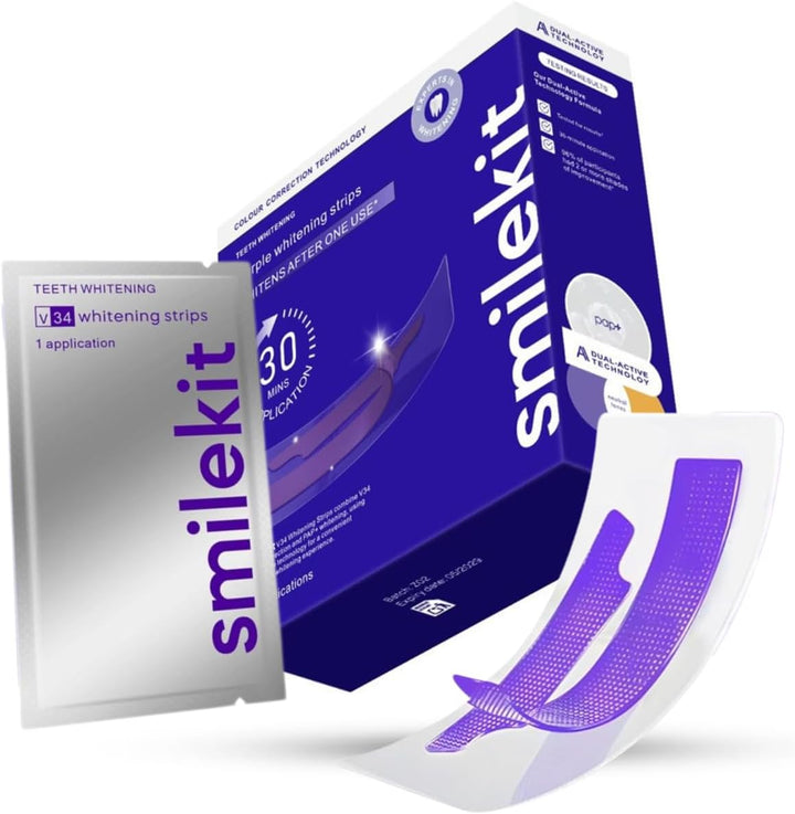 ® V34 Instant Teeth Whitening Strips | Teeth Whitening Kit | Teeth Strip | Teeth Whiteners | Powder Alternative | UK Supplier | Pack of 28 Strips, 14 Treatments