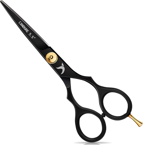 Hairdressing Scissor Hair Scissor for Professional Hairdressers Barbers Stainless Steel Hair Cutting Shears for Salon, Men, Women, Children and Adults 5.5" Inch Black