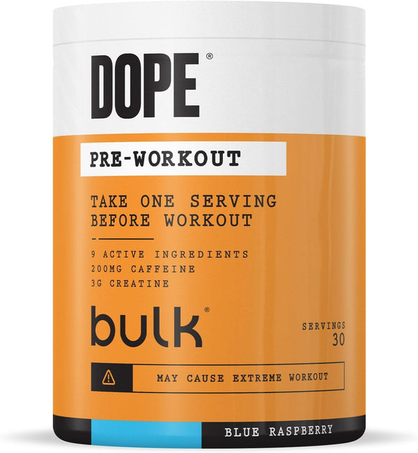 Dope Pre-Workout Powder | Blue Raspberry | 3G Creatine per Serving | 200Mg Caffeine | Citrulline Malate & Arginine AKG | Beta-Alanine | Energy, Focus & Performance | 510G Supplement