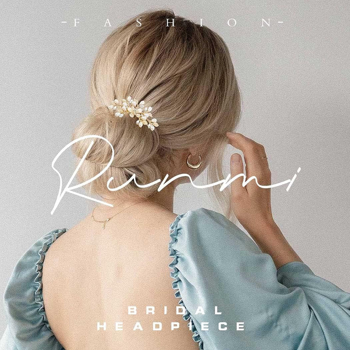 Bride Wedding Hair Combs Gold Headpieces Pearl Bridal Hair Accessories Leaf Hair Piece for Women and Girls… (Gold)