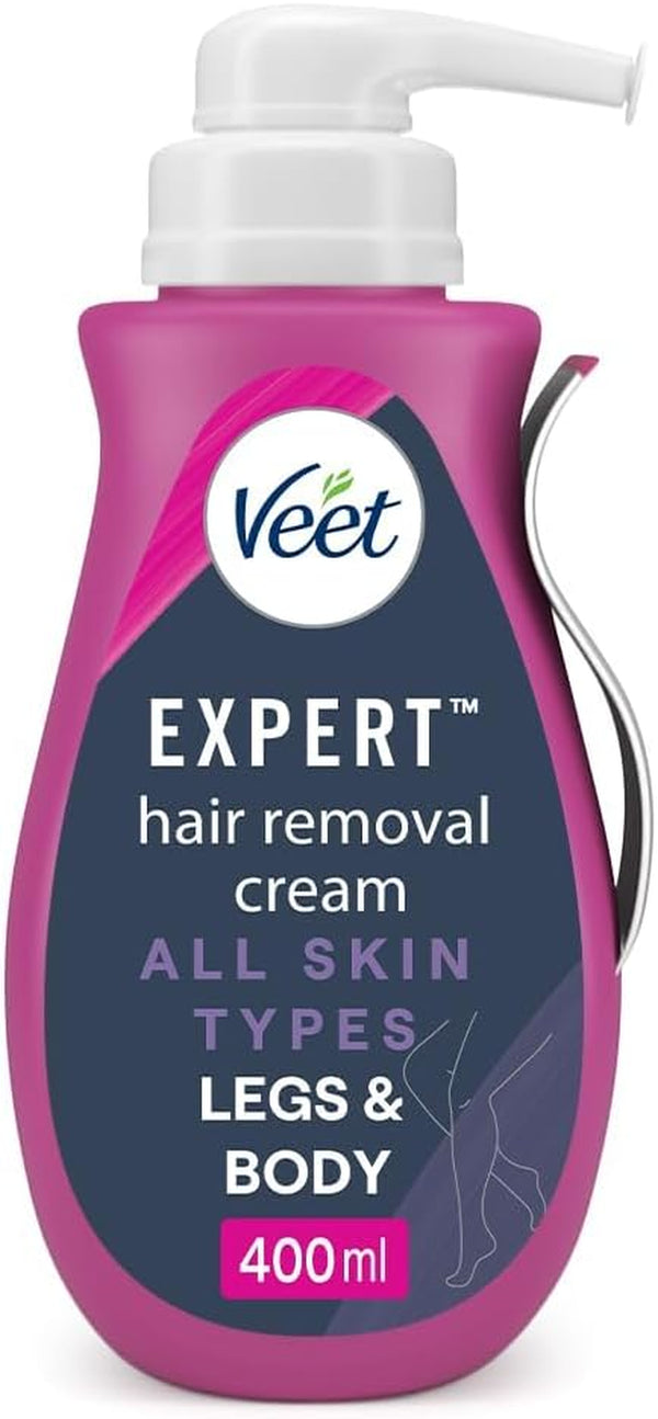 Expert Hair Removal Cream 400 Ml, Fast-Acting Depilatory for Women, All Skin Types, Suitable on Arms, Legs, Underarms, Bikini, Hydrating Formula, Effective in 2 Minutes