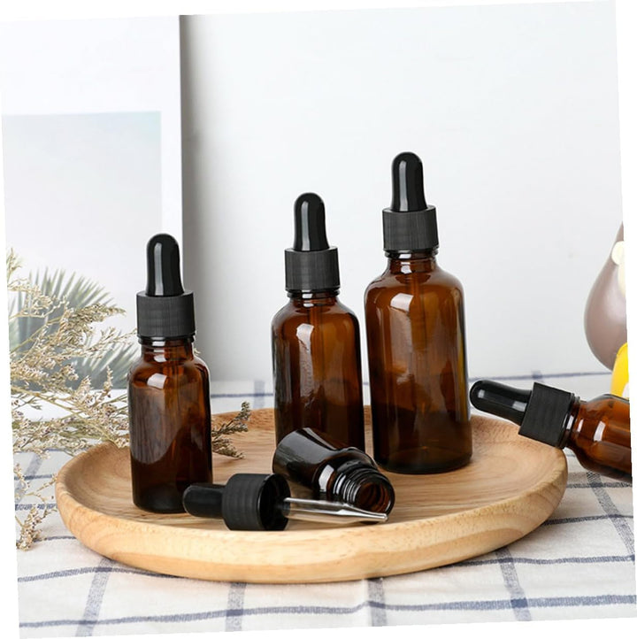 12Pcs Brown Glass Perfume Bottles for Women Essential Oil Storage with Dropper Compact Travel Refillable Aromatherapy Containers Stylish Retro Design for Sample and Daily Use