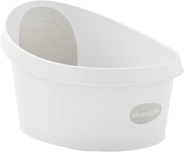 Toddler Bath Tub | Larger Bath for Bigger Kids at Bathtime | Includes Warm and Soft Foam Backrest | Grippy Anti-Slip Surface | Includes Easy Drain Bath Plug | White with Light Grey Backrest