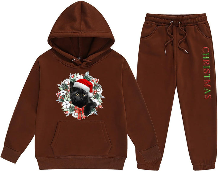 Christmas Reindeer Girls Hoodie Set Children S Two Piece Medium and Small Long Sleeved Sweatpants Christmas Blanket