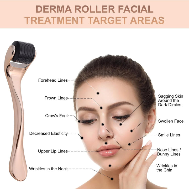 Derma Roller Microneedle Roller for Face 0.5Mm Needle 540 Micro Needle Roller Skin Care for Wrinkles, Stretch Marks, Acne Spot, Hair Loss, Beard Roller Hair Growth Kit with Case for Men Women