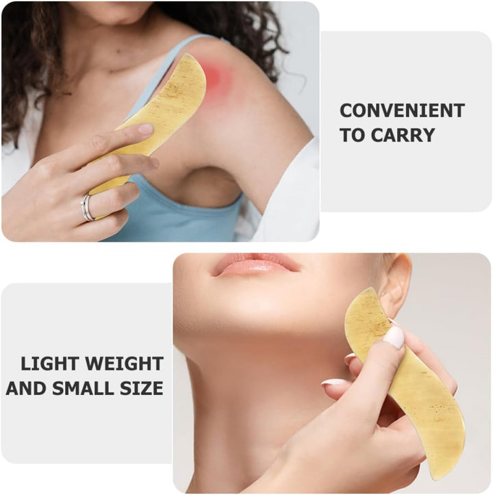 3Pcs Yak Horn Guasha Board Set S-Shaped Thin Scraping Massage Tools for Body Face Neck, Natural Cattle Horn Material Household and Salon Use
