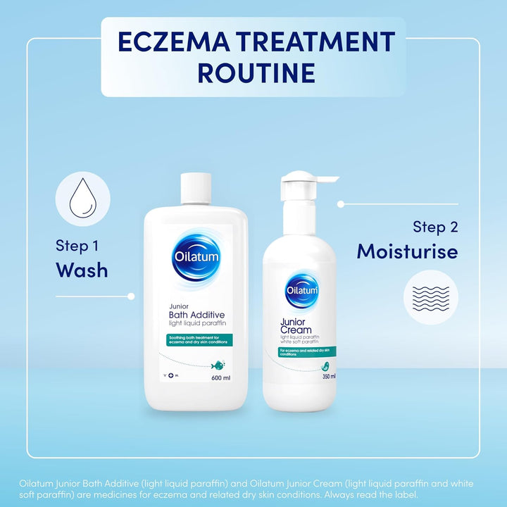 Junior, Treatment for Eczema & Dry Skin Conditions, Bath Additive, Protects Skin from Moisture Loss, Fragrance Free, Suitable for Babies & Children, 1 X 600Ml