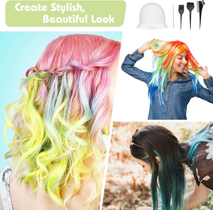 Professional Highlighting Kit 1 Pcs Highlighting Cap with Needle and 3 Hair Coloring Brushes Silicone Highlight Cap Reusable Hair Highlighting Kit for Salon Silicone Hairdressing Tools for Women Men