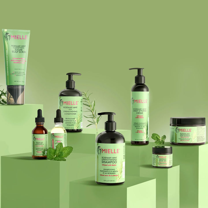 Mielle Rosemary Mint Strengthening Hair Mask for Damaged Hair - Deep Conditioning Treatment Enriched with Biotin, Honey & Coconut Oil - Helps Encourage Longer, Healthier Strands, 340 Ml (Pack of 1)