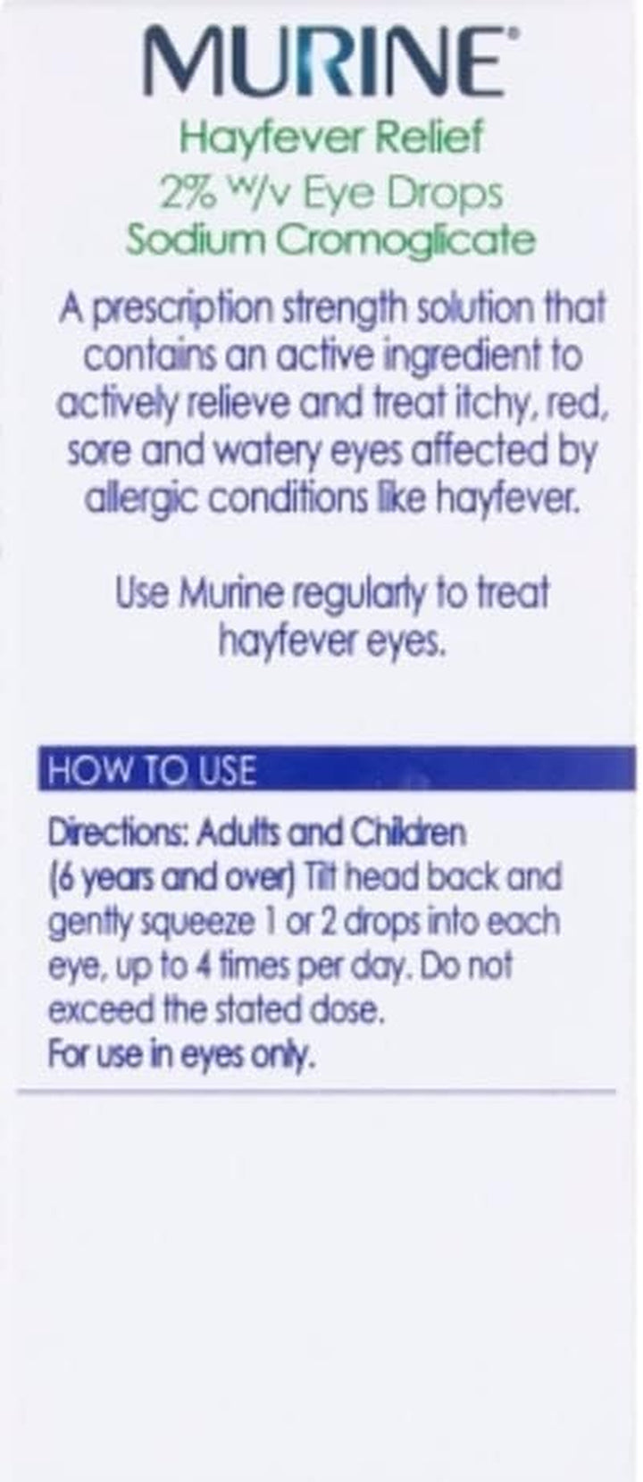 Hayfever Eye Drops, Hayfever Treatment for Itchy and Painful Eyes, Anti-Inflammatory Eye Drops 10Ml