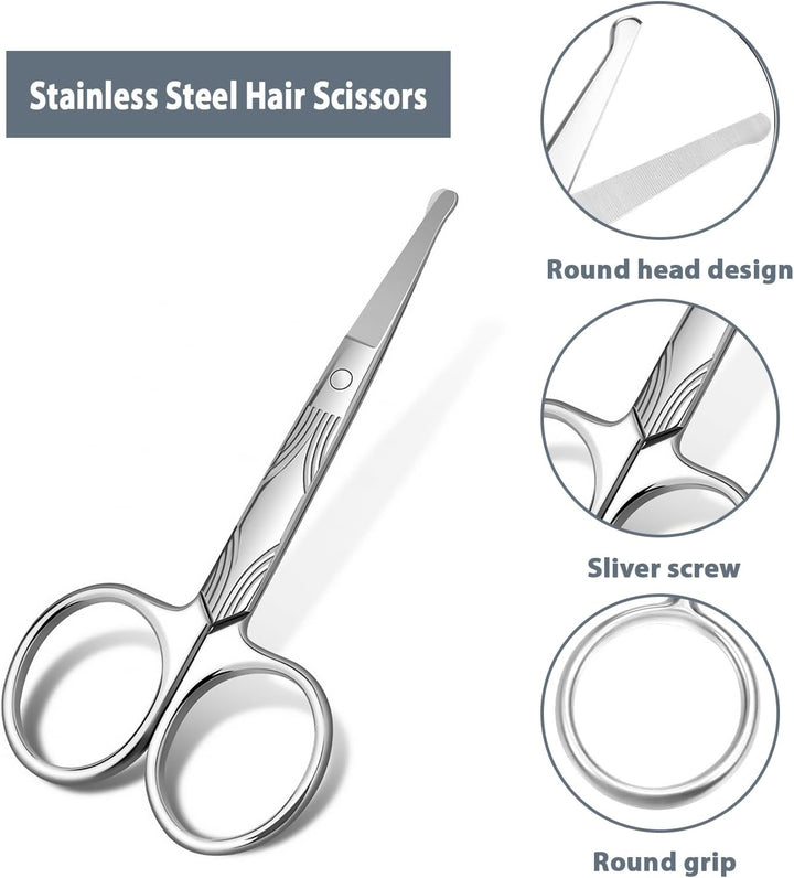 Stainless Steel Nose Hair Scissors for Men Women Trimming Facial Hair Eyebrow Ear Hair