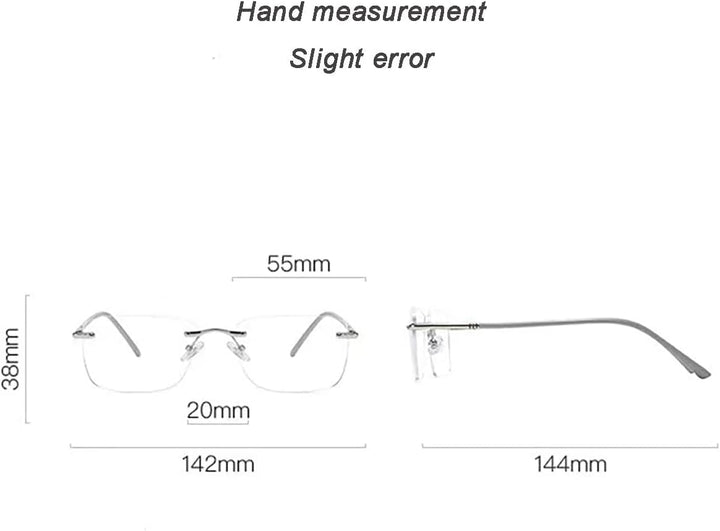 Eyewear Glasses Frameless Fashion, Gold Silver Non-Prescription Clear Lense Fake Glasses for Women and Men 2 Pack