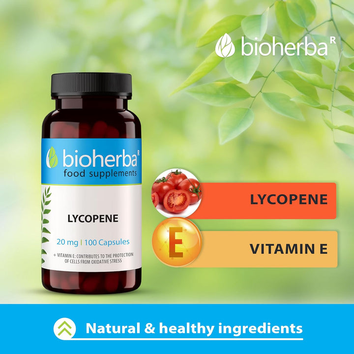 Lycopene 20 Mg – 100 Capsules | Tomato-Derived Supplement with Natural Antioxidant Properties by