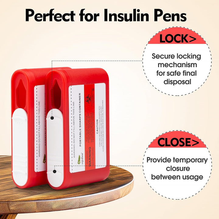 Small Portable Sharps Container for Insulin Needle Disposal | 3 Pack Travel-Friendly Sharps Box for Diabetics and Medical Sharps (3)