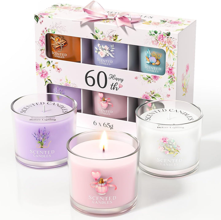 Candle Set, Scented Candle Gift Set for Her, 3 Scented Votive Candles, Birthday Gifts for Women/Men (Pink+Purple+White, 200G)