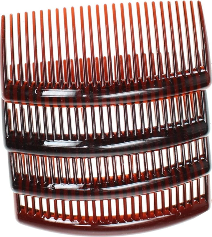 4 Pack of Tort Brown Large 9Cm Plain French Side Hair Combs Slides Grips Clips Hair Accessories for Women Girls by