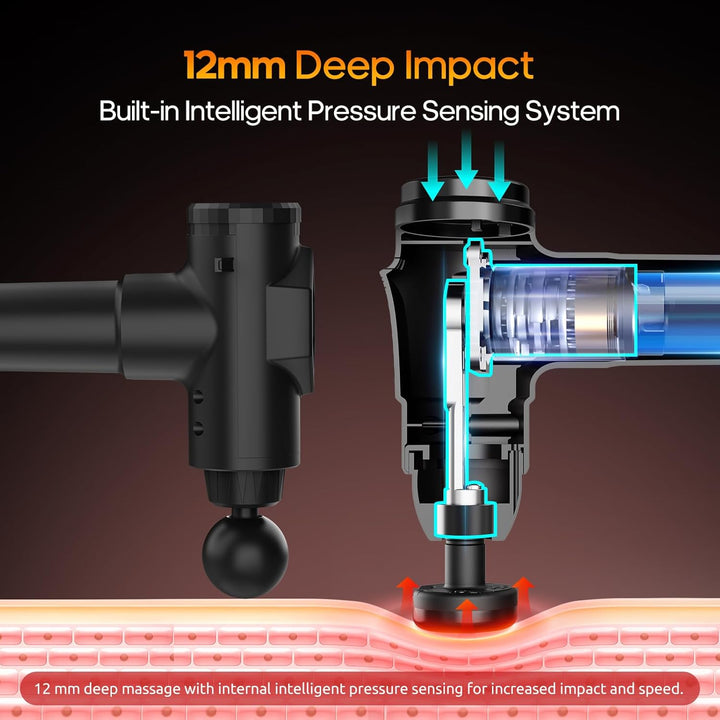 Massage Gun with Heat, Massager Deep Tissue Heat Muscle Massager Gun, Powerful Massage Gun for Home Office Workout Muscle Pain Relief with Suitcase Birthday Gift Ideas for Mom Dad Men Women