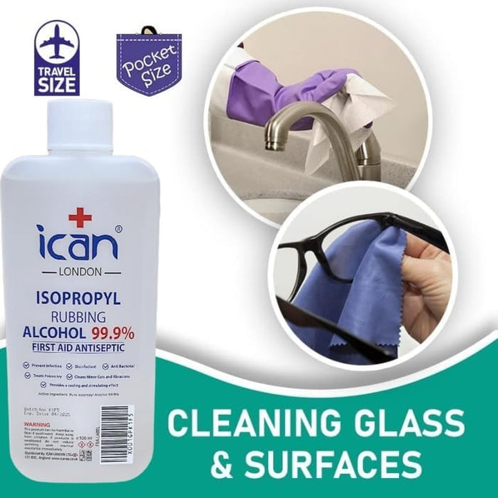 Isopropyl Rubbing Alcohol 99.9% First Aid Antiseptic Disinfectant 100Ml