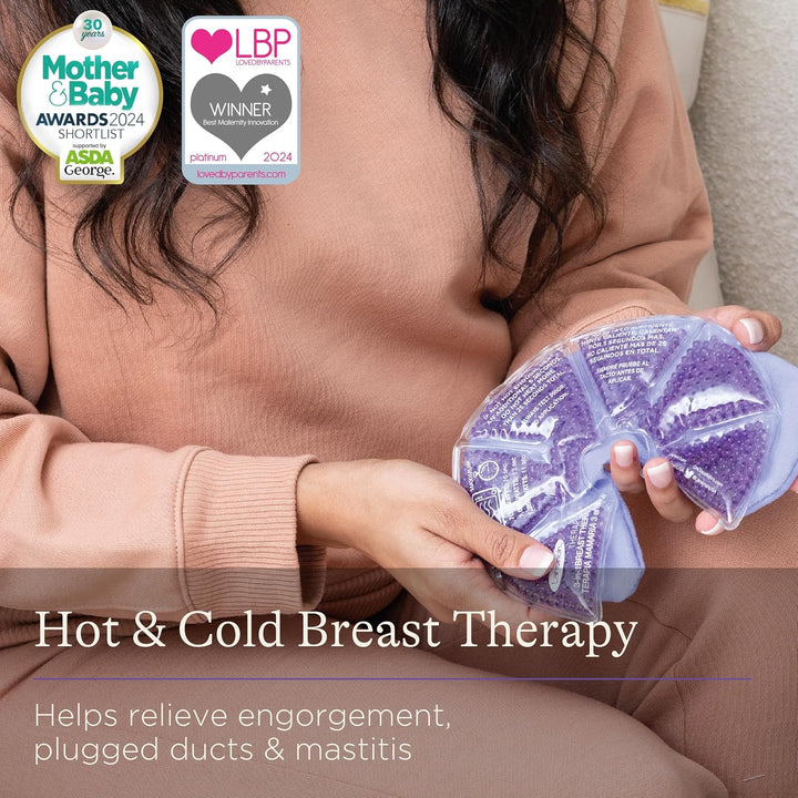 Hot & Cold Breast Therapy Gel Pads - 2 Pack with Soft Covers - Breastfeeding Compress - Helps Relieve Discomfort from Common Breast Feeding Conditions - Hospital Bag Maternity Essentials