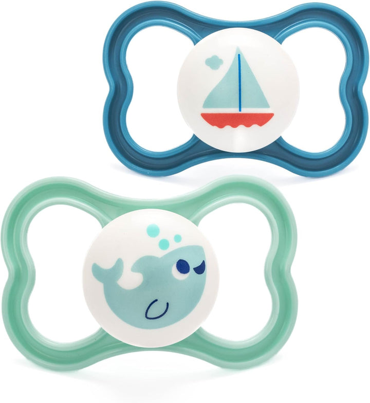 Air Night Soothers | 16 plus Months | 2 Pack | Glow in the Dark Dummies | Comes in Dummy Steriliser Case | Sustainable Materials | Baby Accessories | Pink (Various Designs)