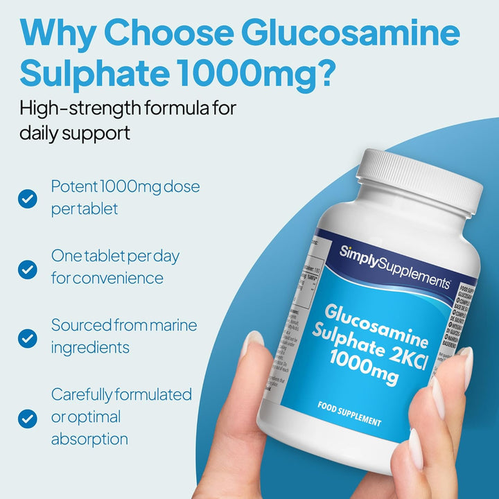 Glucosamine Sulphate 2KCL 1000Mg | One-A-Day Potent Formula | Supports Active Living | 120 Fast Release Tablets = 4 Months’ Supply | Marine Sourced | Made in the UK in Accordance with GMP Standards