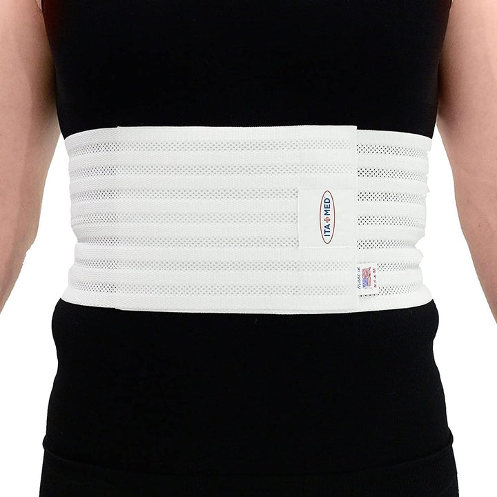 Breathable Elastic Rib Brace for Men, Ideal Compression Support Wrap/Belt for Broken, Cracked, Dislocated & Fractured Ribs, Made in USA (White, Medium)
