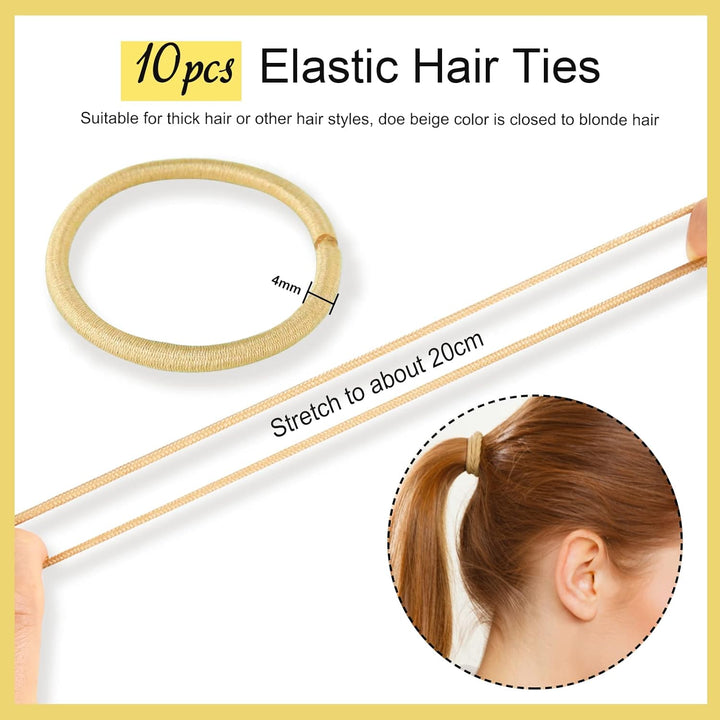 30Pcs Blonde Invisible Hair Nets with 40Pcs Hair Pins & 10Pcs Hair Bands,  Elastic Edge Mesh Hair Nets for Bun in Individual Package, Gold U Shape Bobby Pins for Ballet Dancers Nurse Women