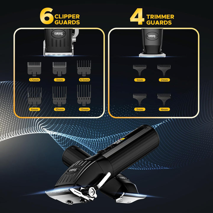 Professional Hair Clippers and Beard Trimmer for Men, Cordless Hair Trimmer Barber Clippers Hair Cutting Kit Rechargeable T-Blade Shaver Haircut Grooming Set with 10 Guide Combs Gifts for Men