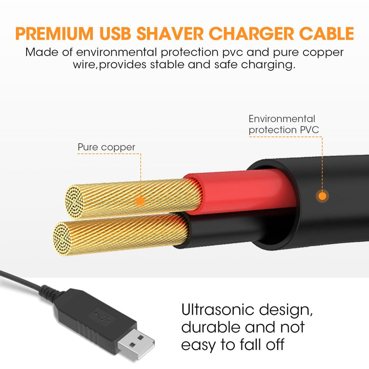 Charger for Philips One Blade QP2520, 4.3V USB Charging Cable A00390 Replacement Charger Cord for Philips Norelco One Blade QP2520, QP2620