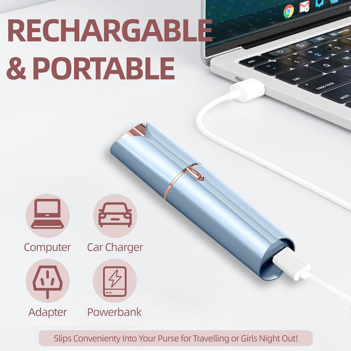 Facial Hair Remover for Women, Face Hair Trimmer with Two Replacement Blades, Rechargeable Women'S Facial Shaver, Painless Lady Shavers for Women for Face Hair-Blue