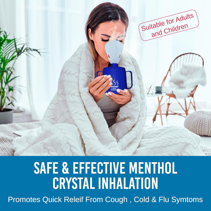 Medisure Steam Inhaler Cup with Menthol Crystals (5G), Steam Inhaler for Colds, Coughs, Flu and Blocked Nose Relief - Suitable for Adult and Kids