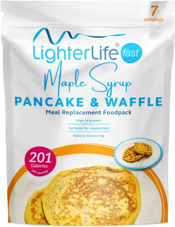 Lighterlife Maple Syrup Protein Pancake Mix 350G, High Protein Meal Replacement Pancake | 16G Protein | High Protein Breakfast | Weight Loss Waffle Powder (280G Pouch Serves 7)