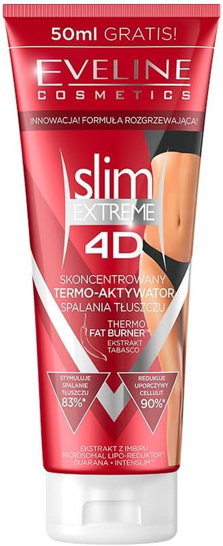 Slim Extreme 4D Super Concentrated Cellulite Slimming Hot Cream for Women Fast Fat Burning | 2-Week Lipo Shock Thearpy | Flat Belly, Slim Legs Waist , 250 ML, 1 Count (Pack of 1)