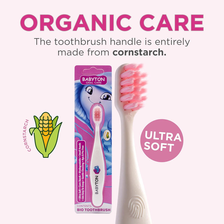 Bio Toothbrush - Eco-Friendly, Soft Bristles for Babies, Ergonomic Handle, Biodegradable Corn Cob Material (Jellyfish)
