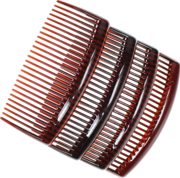 4 Pack of Tort Brown Large 9Cm Plain French Side Hair Combs Slides Grips Clips Hair Accessories for Women Girls by