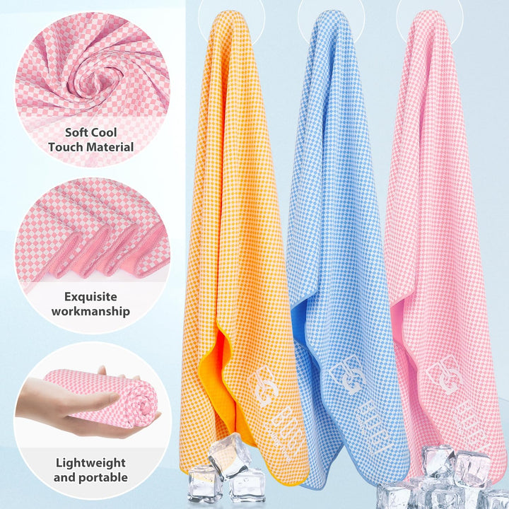 Cooling Towel, Cooling Towels for Neck(100X30 Cm) Ice Towel Cooling Towel, Soft Breathable Sweat Towel for Men & Women,Stay Cool for Yoga, Sport, Gym, Workout, Camping & More Activities | Pink
