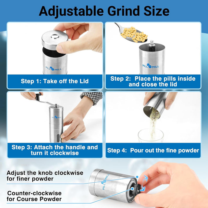 Pill Crusher - Crushes Multiple Tablets to a Fine Powder - Metal Medicine Grinder - Tablet Pulverizer Perfect for Travel - Great for Feeding Tube Use, Pets or Easier Medicine Intake for Kids